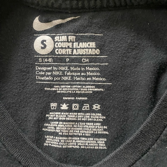 Nike Tee T-shirt Women's small Round Neck RUN slim fit s black bright swoosh - Picture 2 of 2